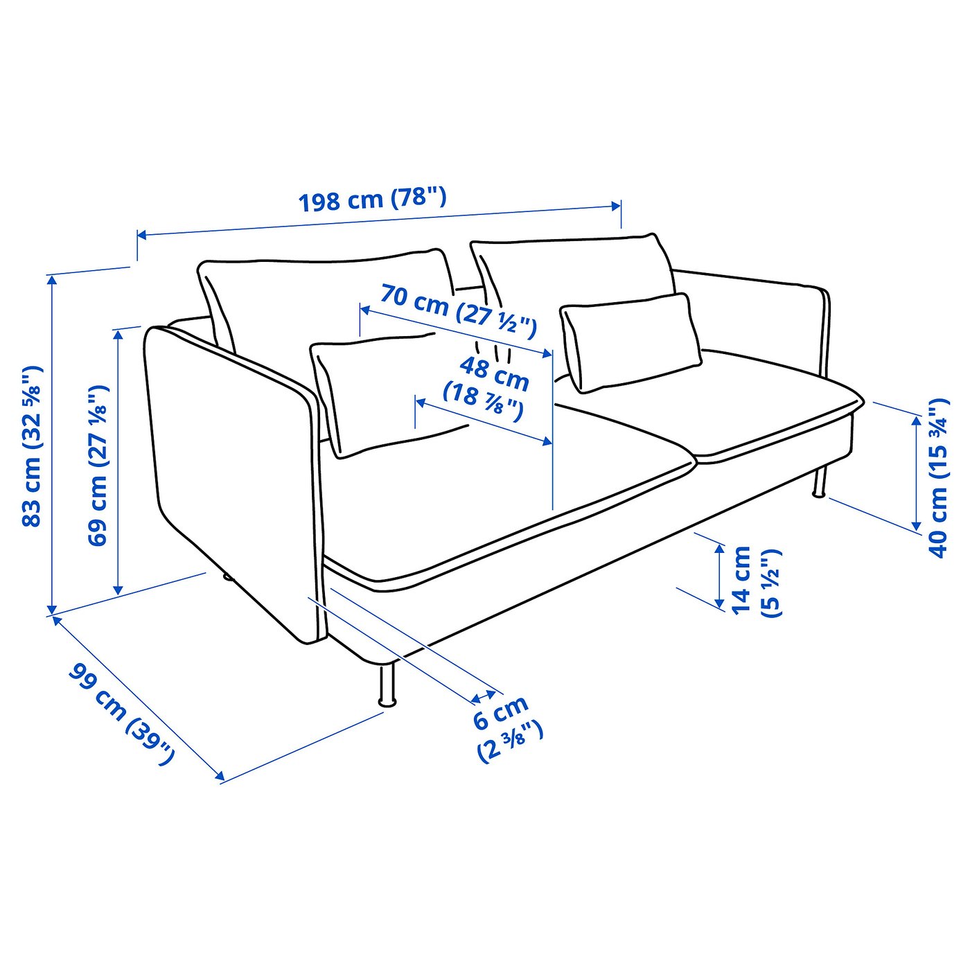 SÖDERHAMN Sofa 3-osobowa - Tallmyra średnioszary